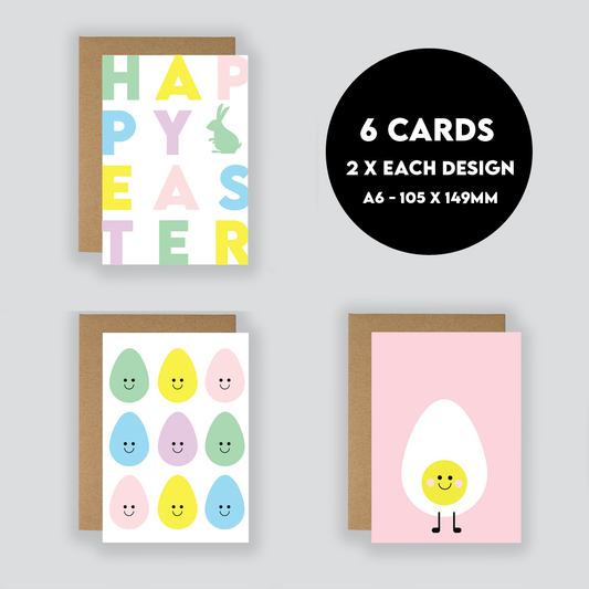 Pastel Easter Cards Pack Of 6