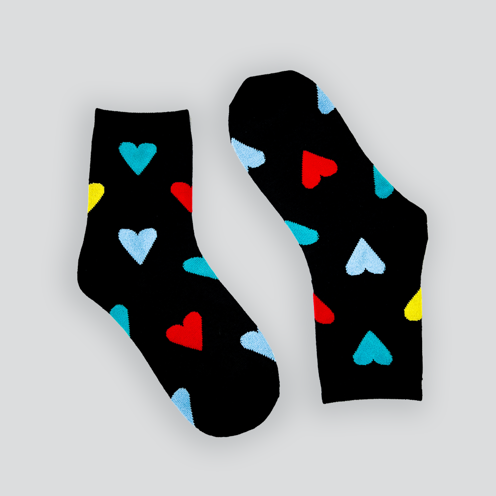 Coloured Heart Print Socks