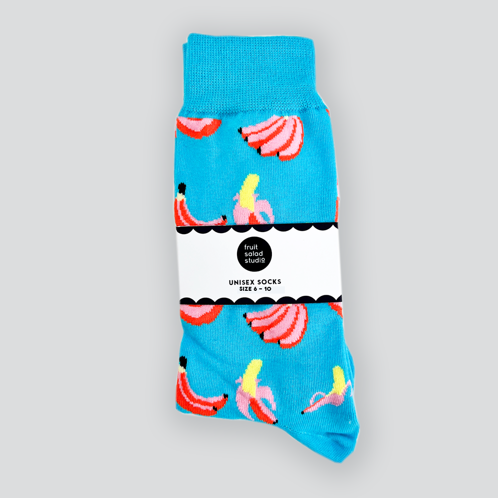 Blue Banana Print Socks