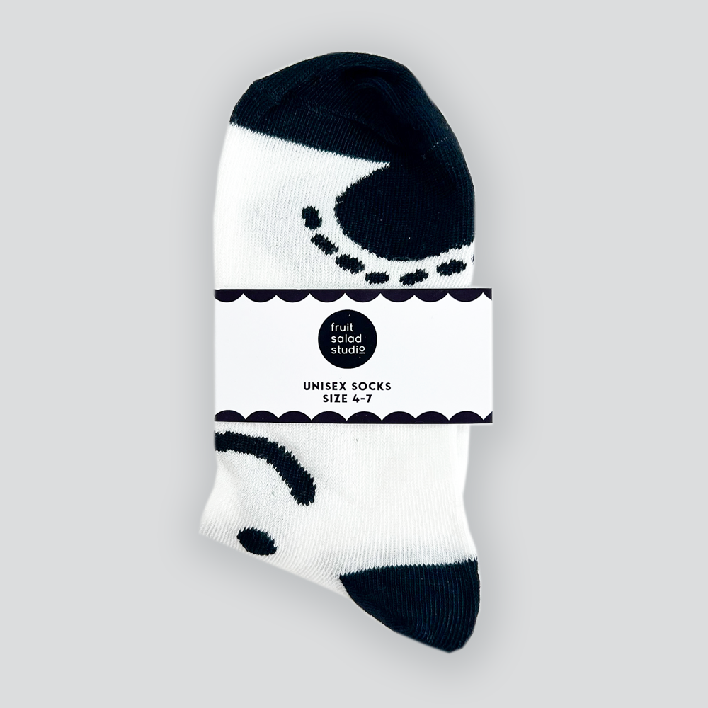 Black & White Smiley Print Socks