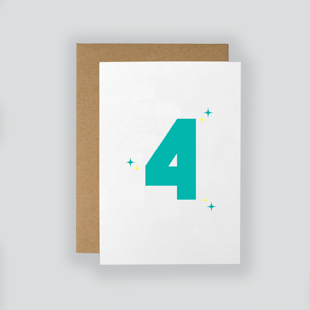 Teal Age Number Card