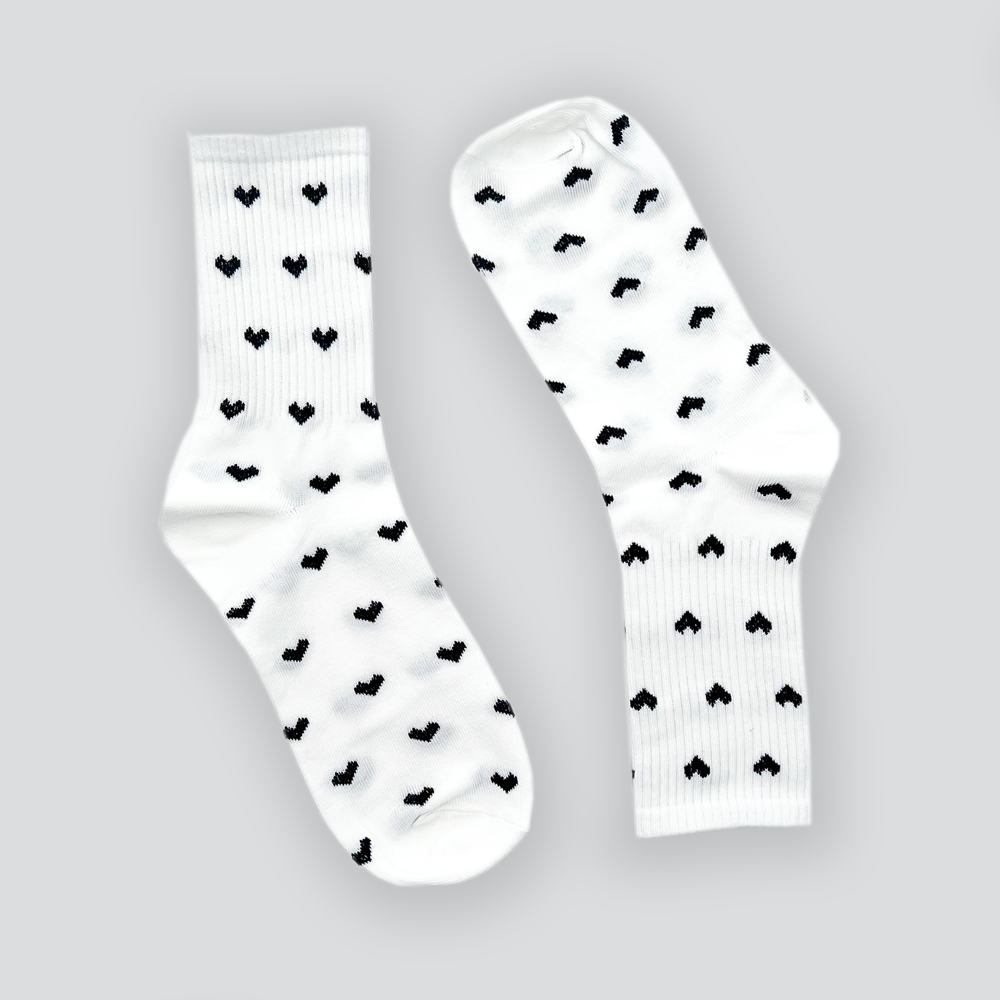 Mini Black & White Heart Socks