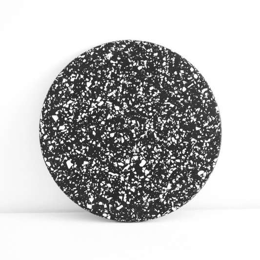 Large 30cm Black & White Jesmonite Terrazzo Trivet Tray