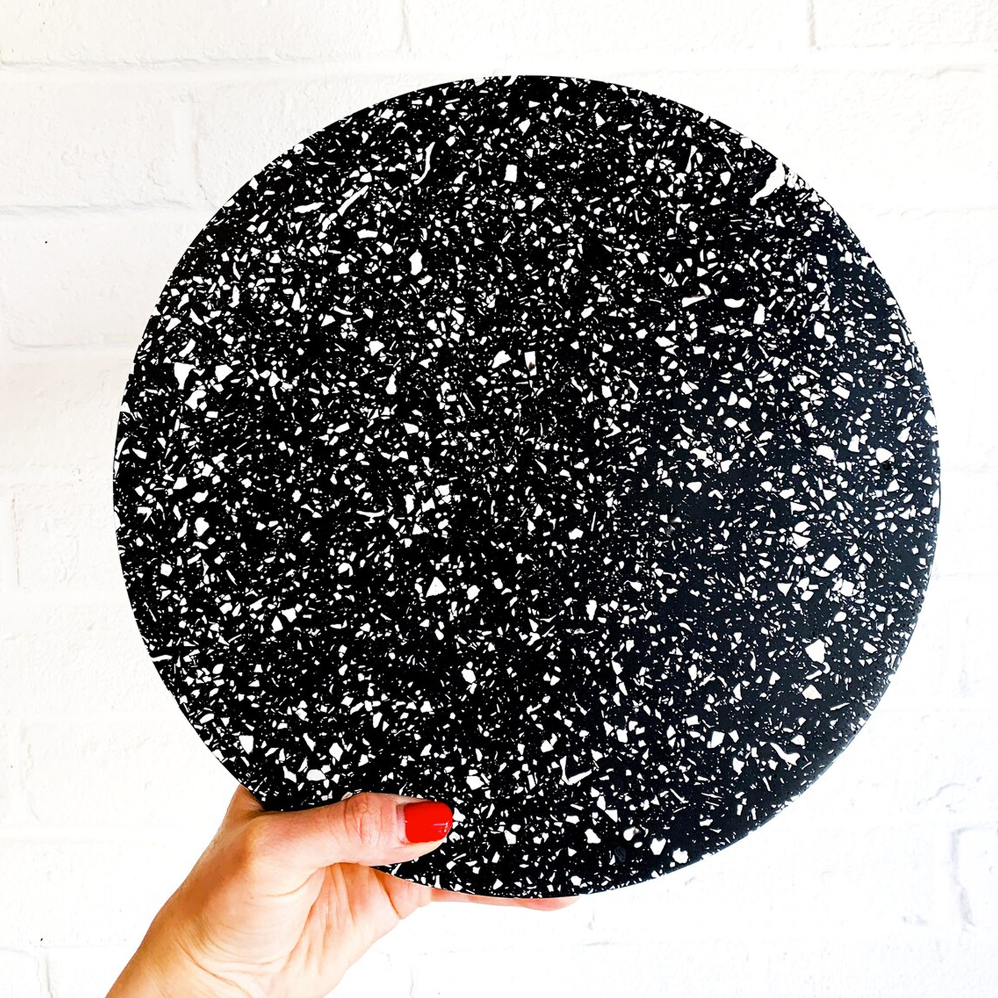 Large 30cm Black & White Jesmonite Terrazzo Trivet Tray