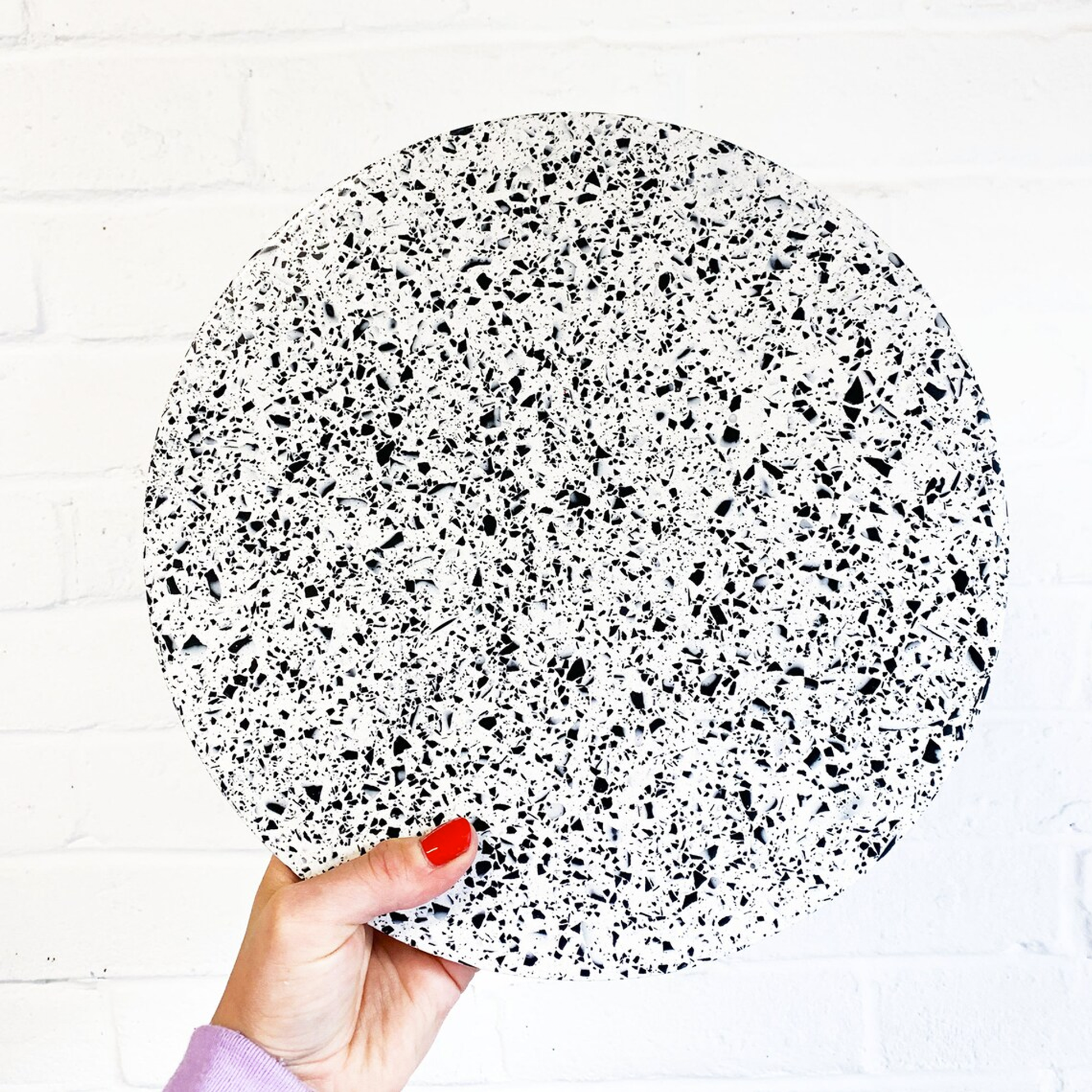 Large 30cm White & Black Jesmonite Terrazzo Trivet Tray