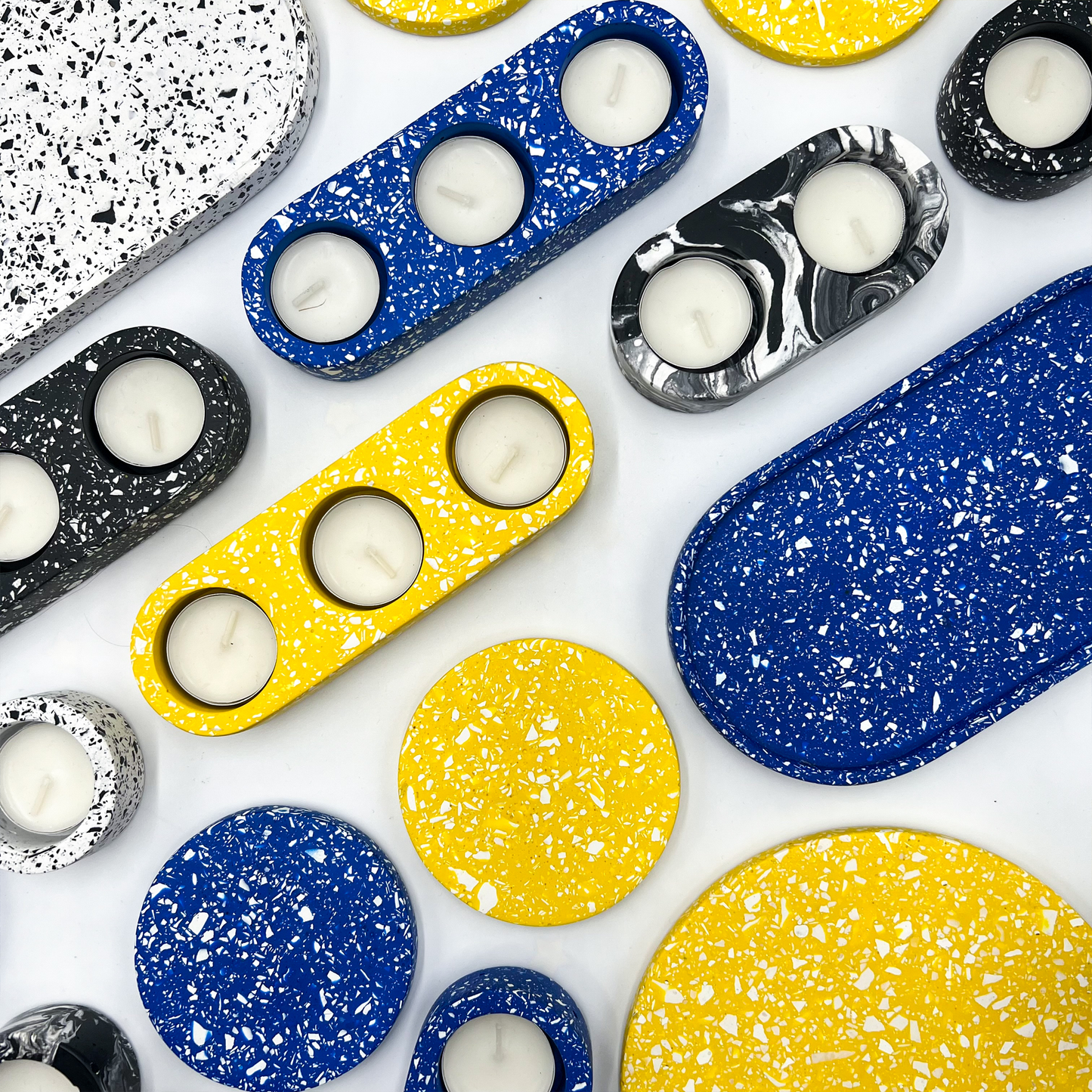 Blue & White Jesmonite Terrazzo Coasters