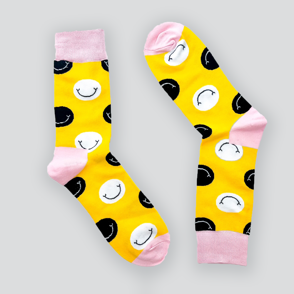 Yellow Smiley Print Socks