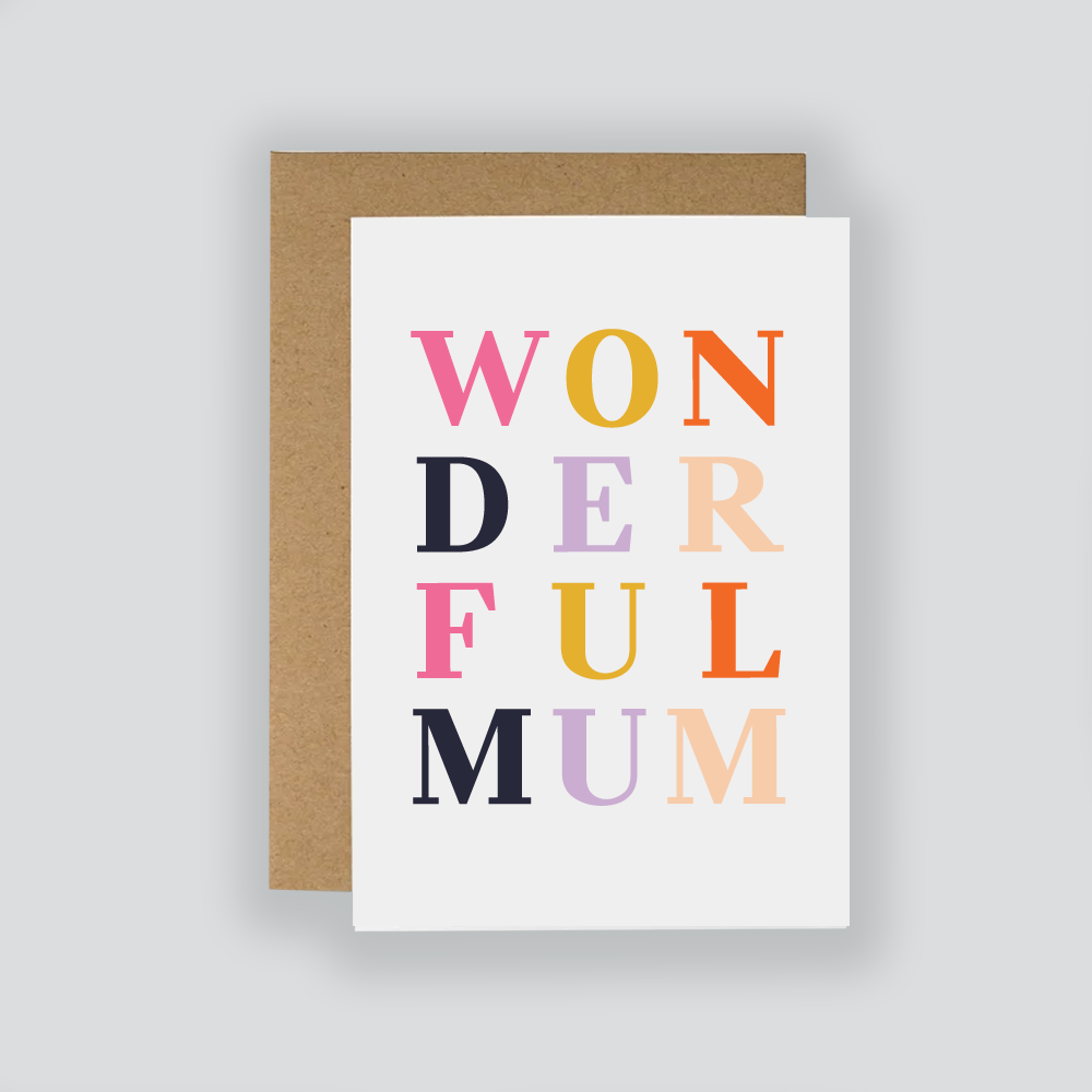 Wonderful Mum card, Mother's Day card, wonderful mum, mum card