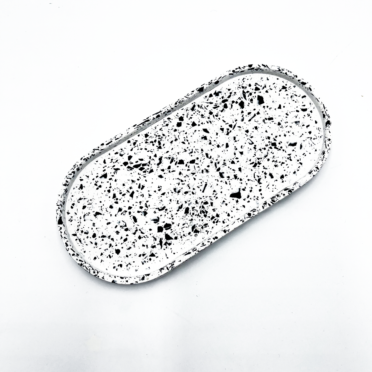 Large White & Black Jesmonite Terrazzo Oval Tray