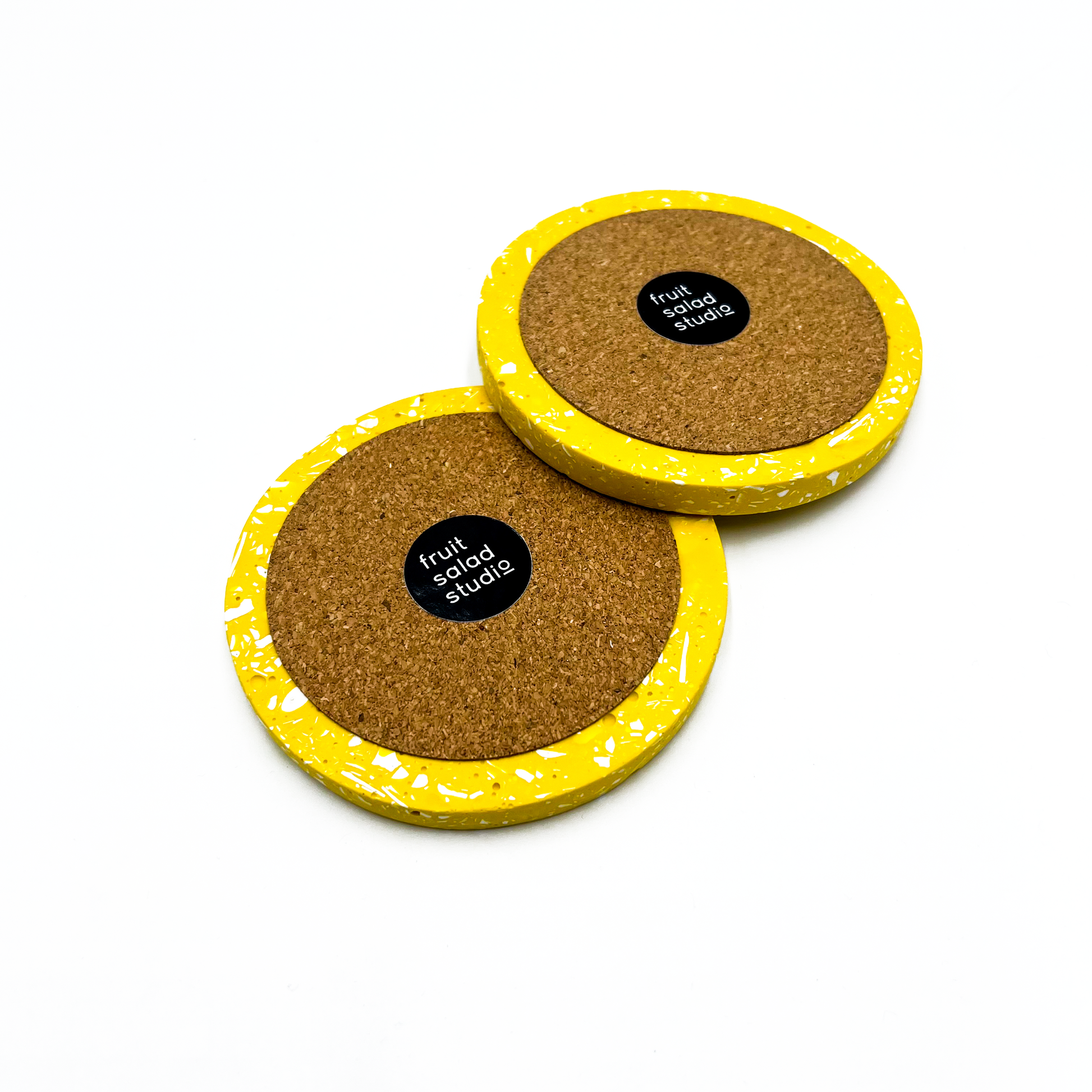 Yellow & White Jesmonite Terrazzo Coasters