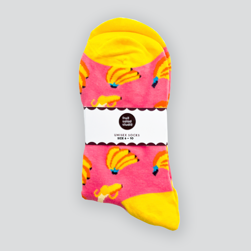 Pink Banana Print Socks