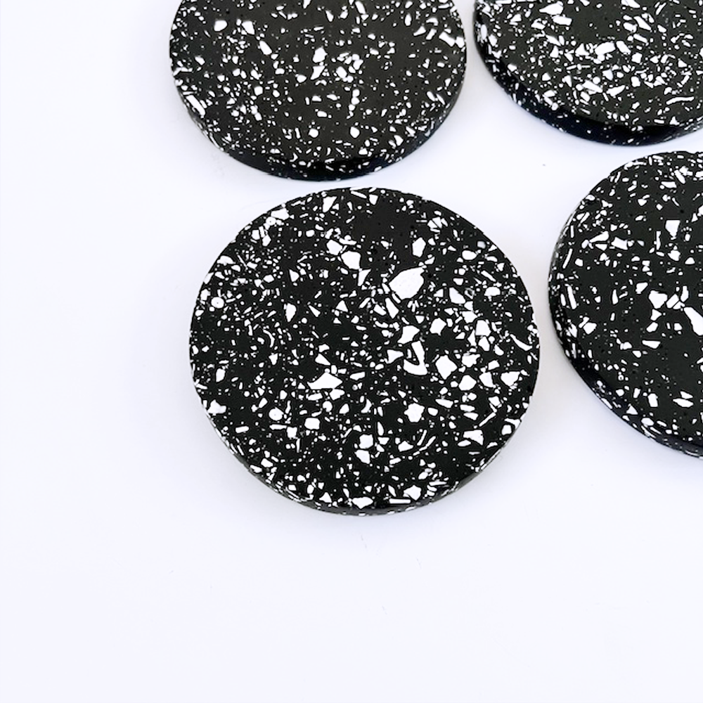 SAMPLE SALE Black & White Jesmonite Terrazzo Coasters / Set of 4