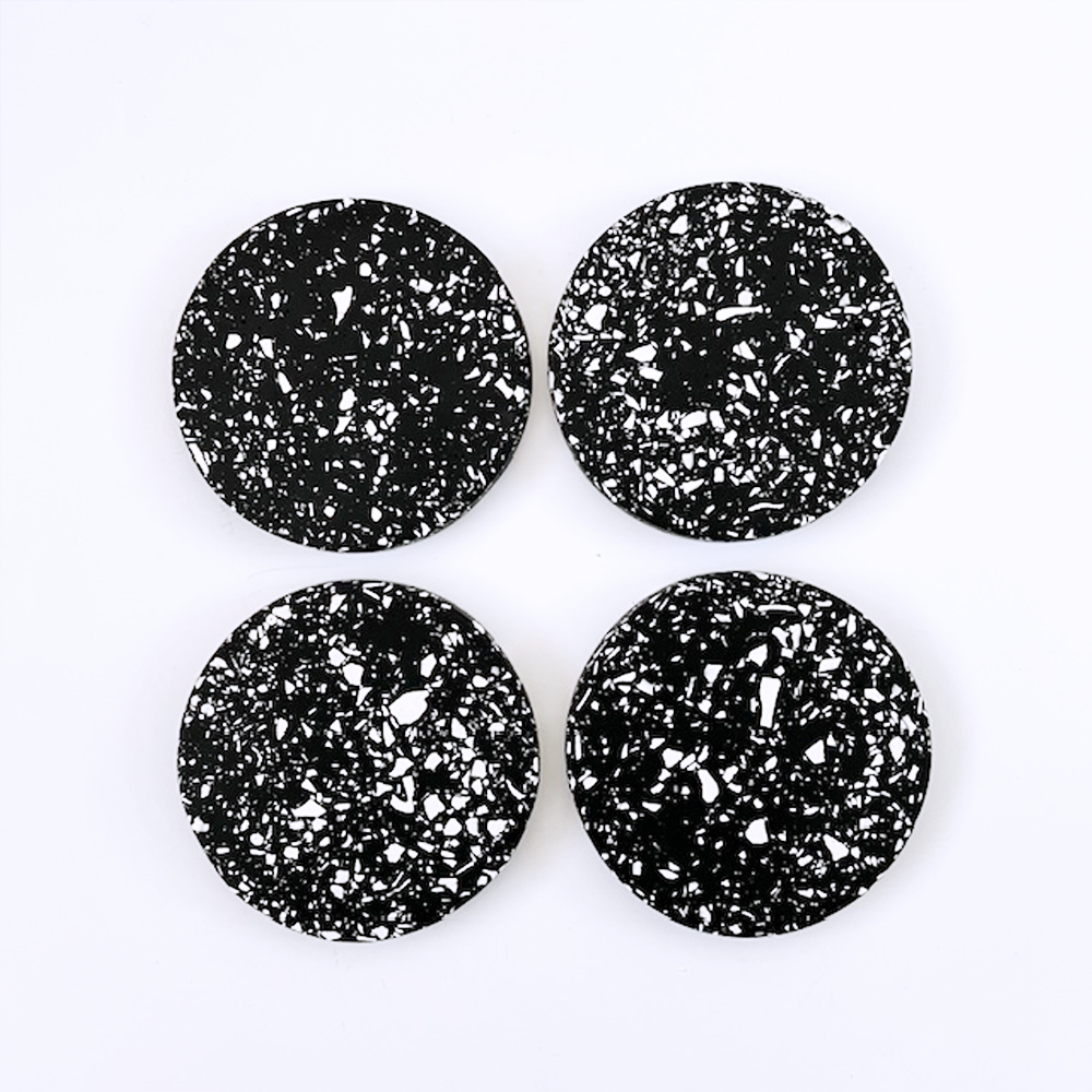 SAMPLE SALE Black & White Jesmonite Terrazzo Coasters / Set of 4