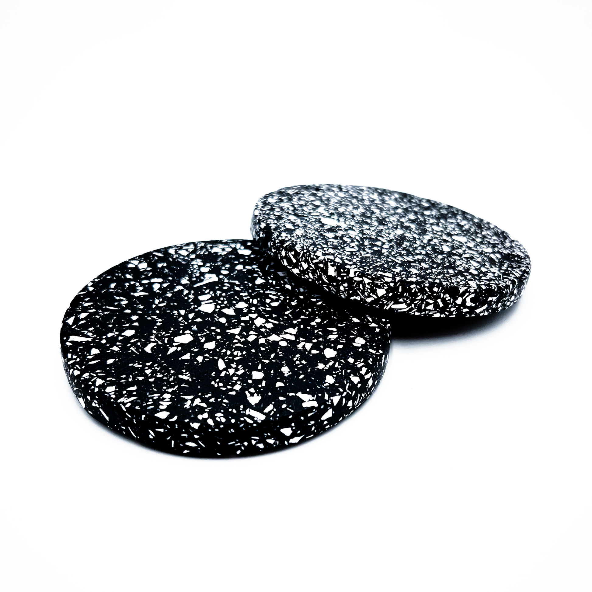 Black & White Jesmonite Terrazzo Coasters / Set Of 2 Or 4 - Fruit Salad Studio