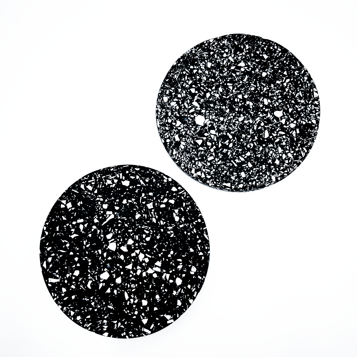 Black & White Jesmonite Terrazzo Coasters / Set Of 2 Or 4 - Fruit Salad Studio