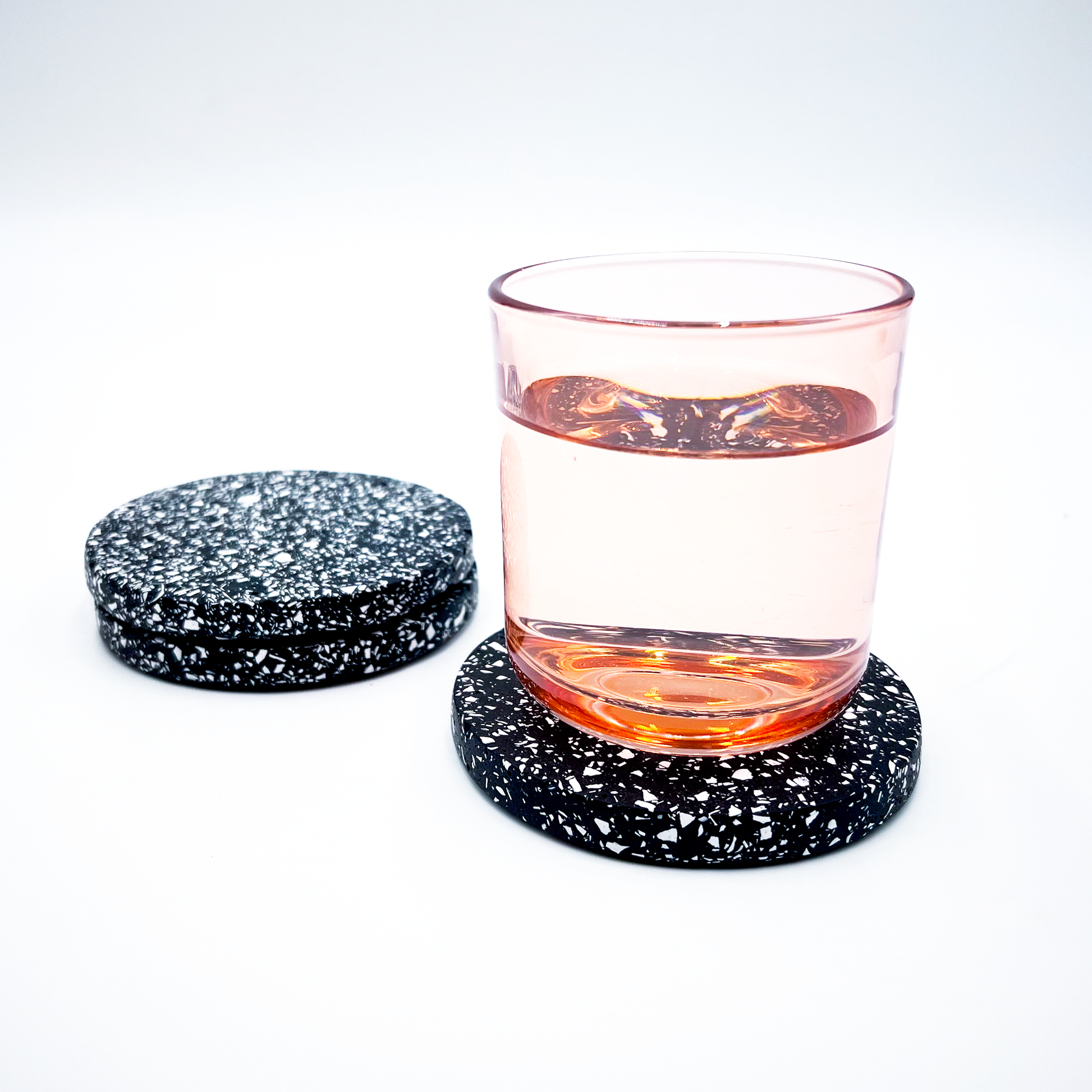 Black & White Jesmonite Terrazzo Coasters / Set Of 2 Or 4 - Fruit Salad Studio