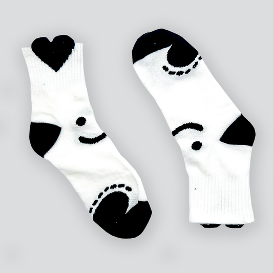 Black & White Smiley Print Socks