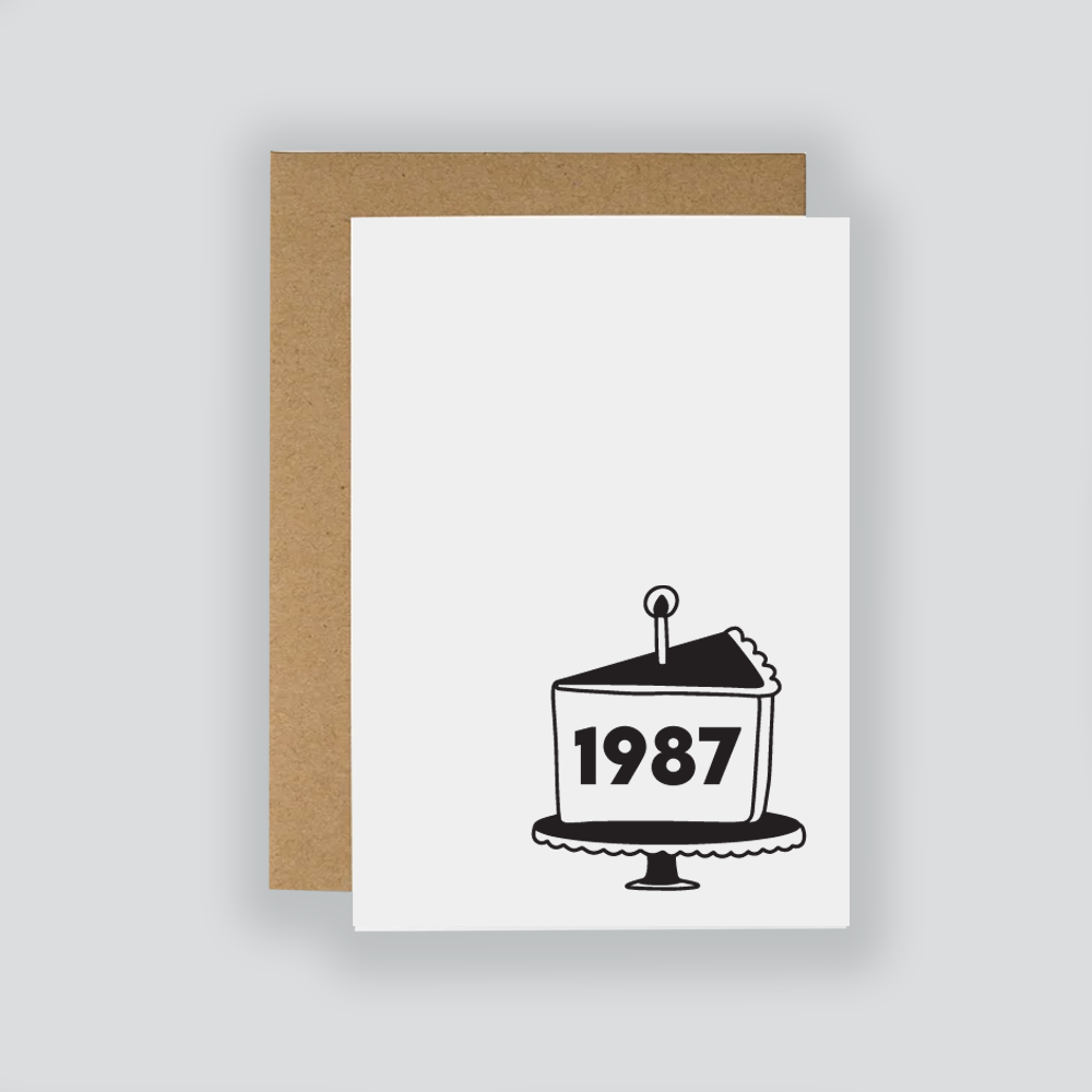 Cake & Year Monochrome Card