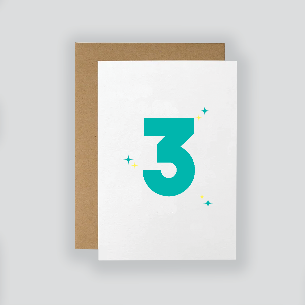 Teal Age Number Card