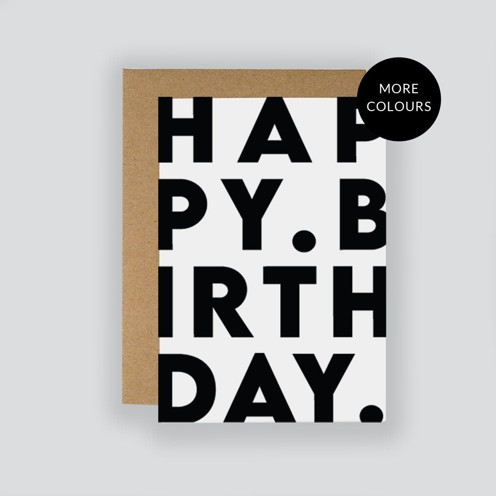 Modern Birthday Card / Minimalist Card / Happy Birthday Card / Simple Monochrome Birthday Card / Greeting Card