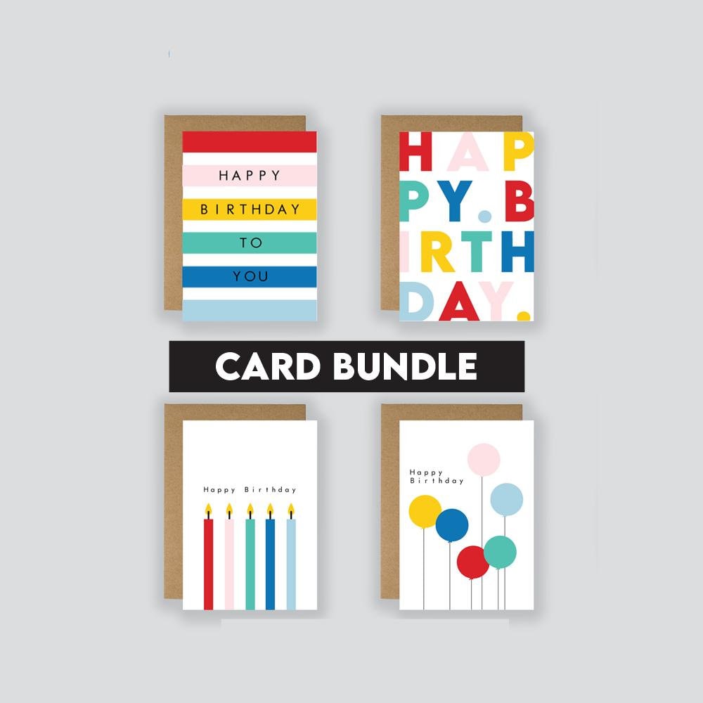 Happy Birthday Card Bundle / Birthday Card / Modern Card / Alternative Card / Card For Him / Card For Her / Blank Card