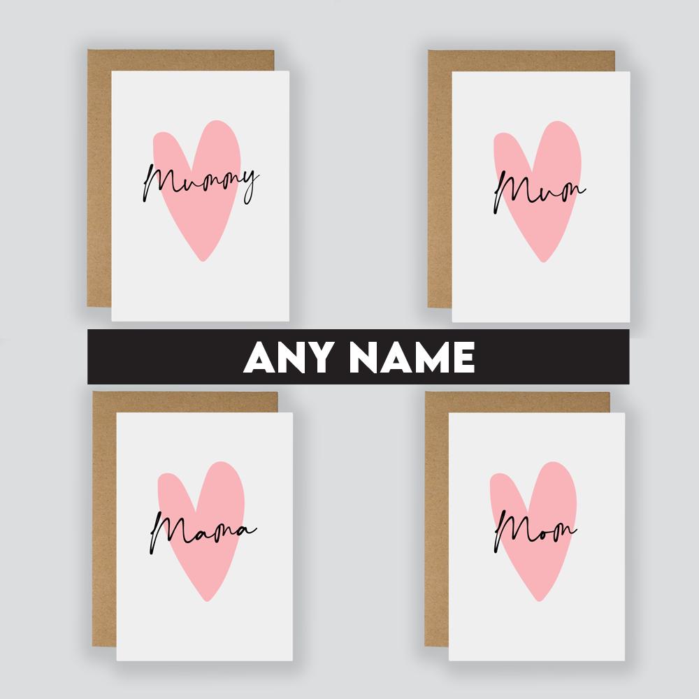 Personalised Simple Pink Heart Card / Personalised Greeting Card / Anniversary / Love / Just Because / Mother's Day Card / Blank Card