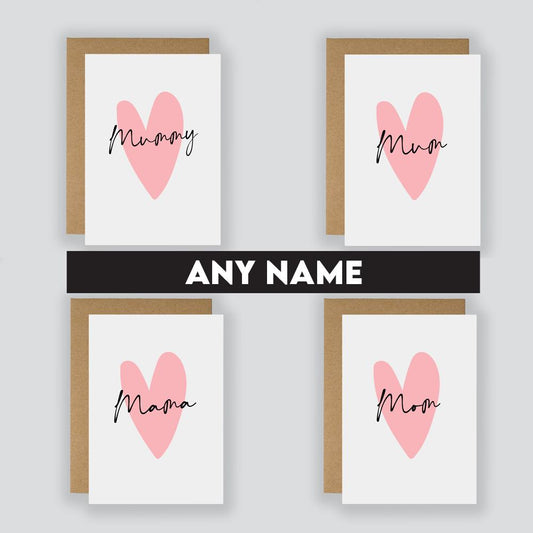 Personalised Simple Pink Heart Card / Personalised Greeting Card / Anniversary / Love / Just Because / Mother's Day Card / Blank Card