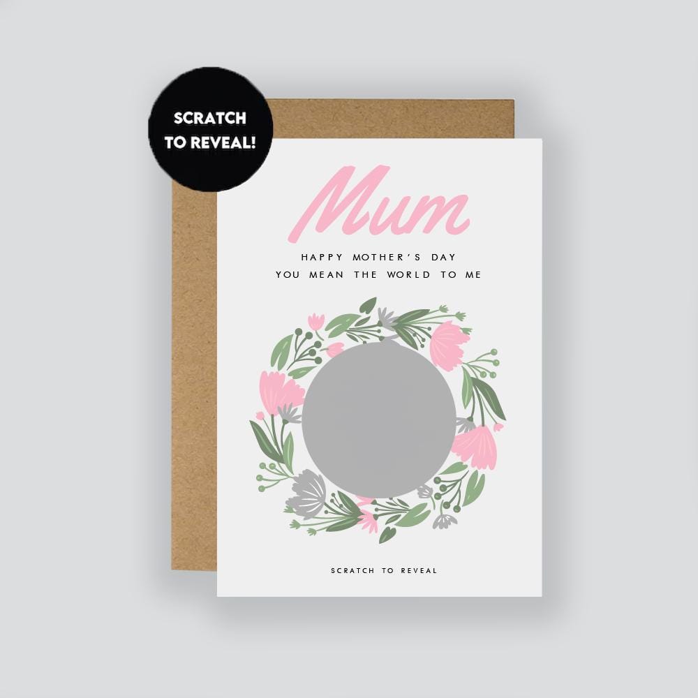 Personalised Mother's Day Scratch To Reveal Surprise Card / Surprise Gift / Surprise Scratch Reveal Ticket / Scratch Card