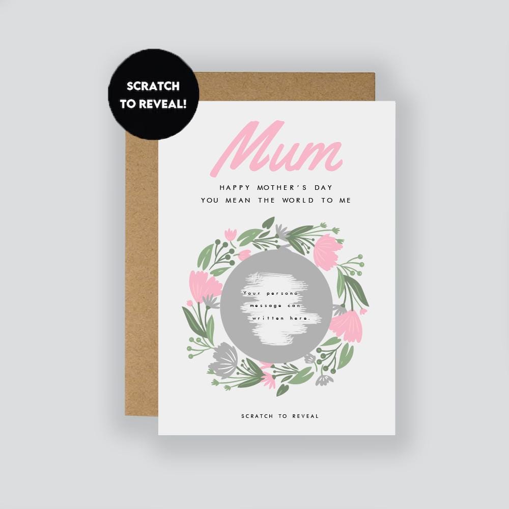 Personalised Mother's Day Scratch To Reveal Surprise Card / Surprise Gift / Surprise Scratch Reveal Ticket / Scratch Card