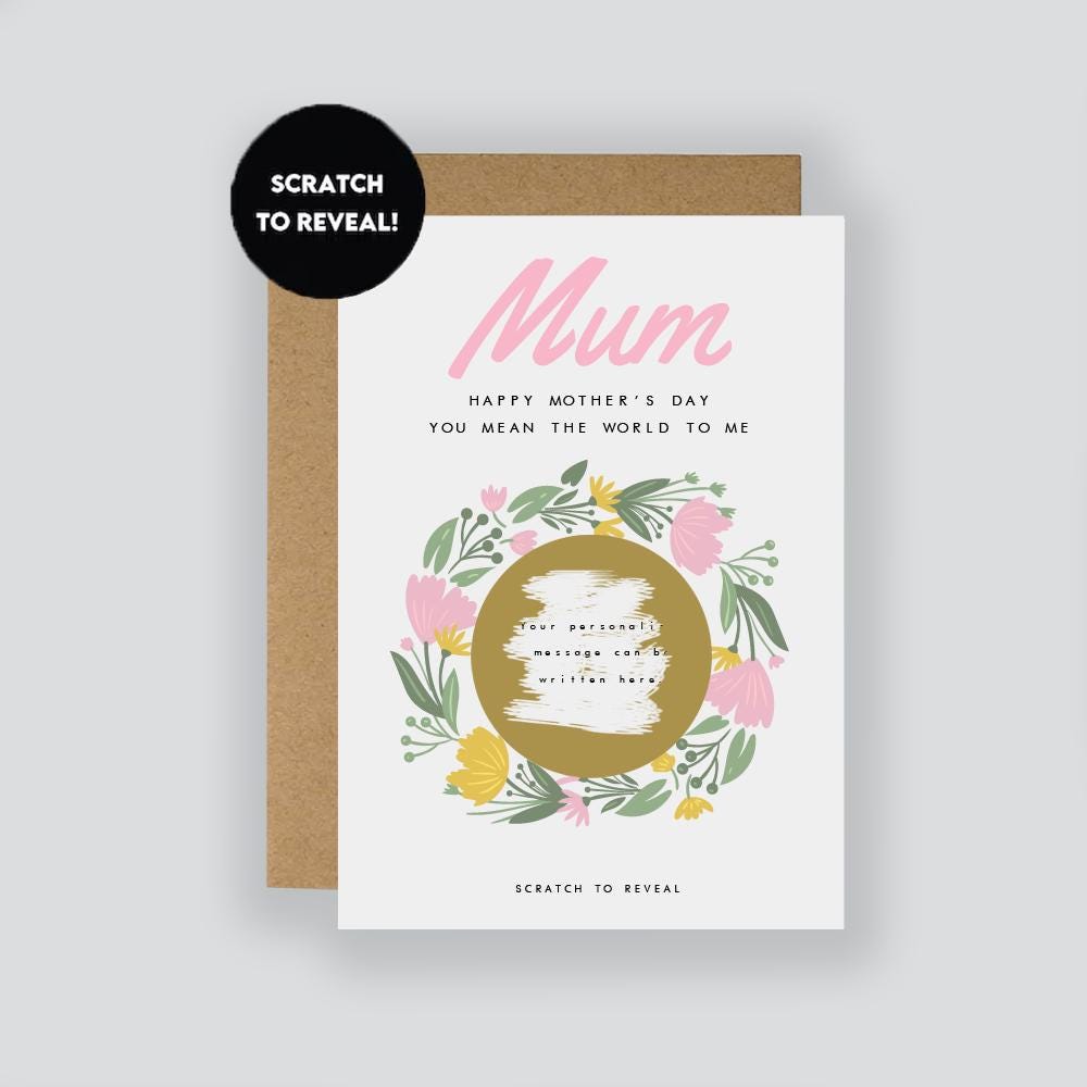 Personalised Mother's Day Scratch To Reveal Surprise Card / Surprise Gift / Surprise Scratch Reveal Ticket / Scratch Card