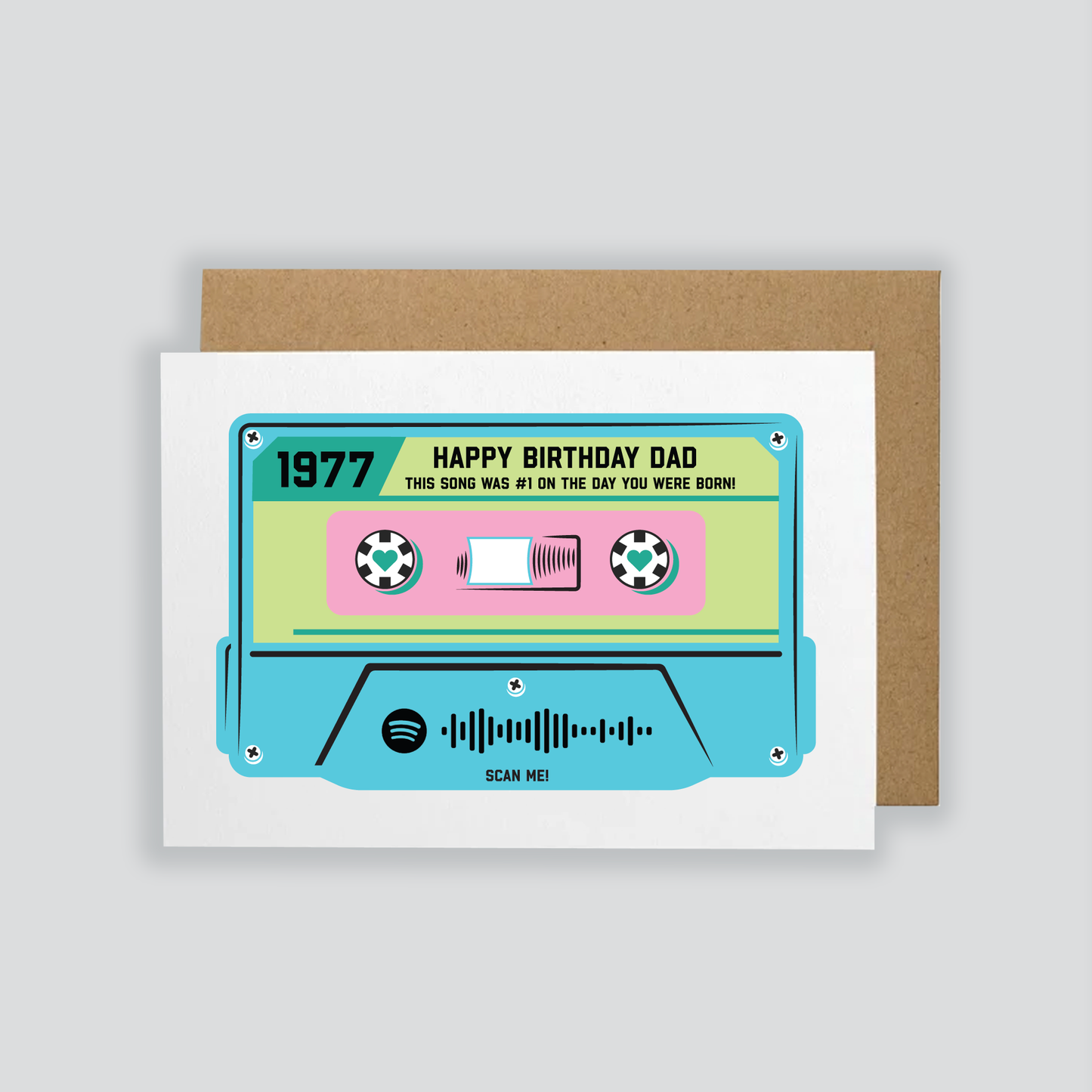 Personalised Spotify Cassette Tape Card Teal