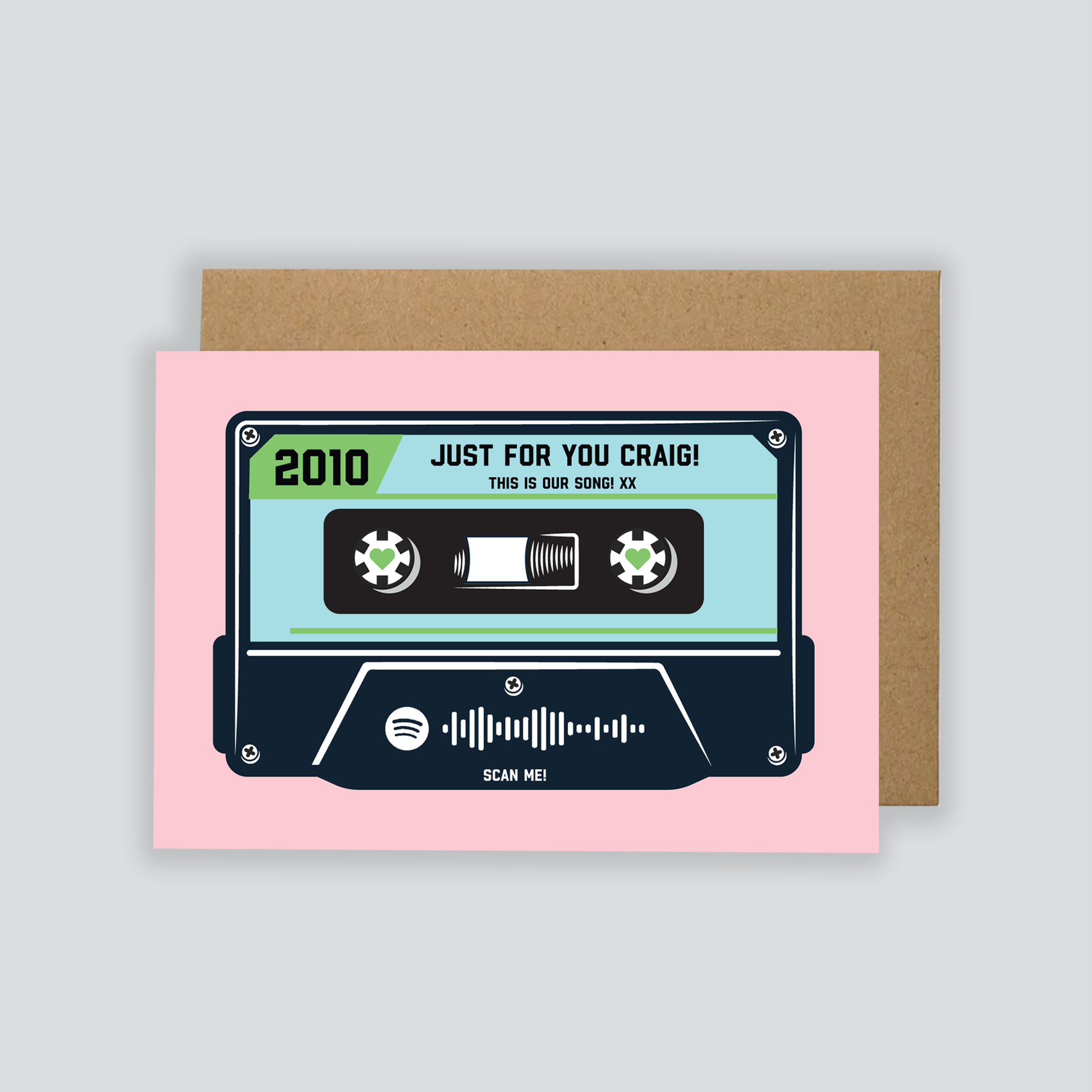 Personalised Spotify Cassette Tape Card Blue