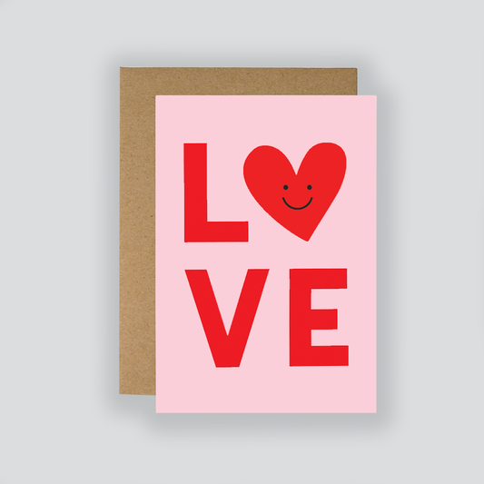 Love Text & Heart Pink Card