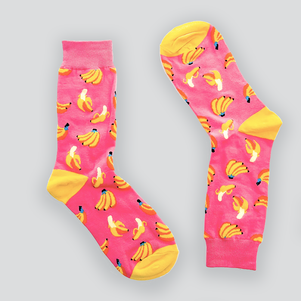 Pink Banana Print Socks