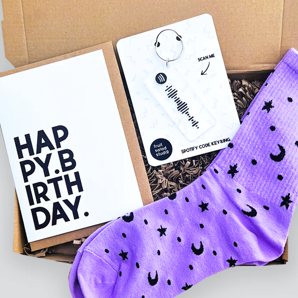 Happy Birthday Mini Box - Purple Socks