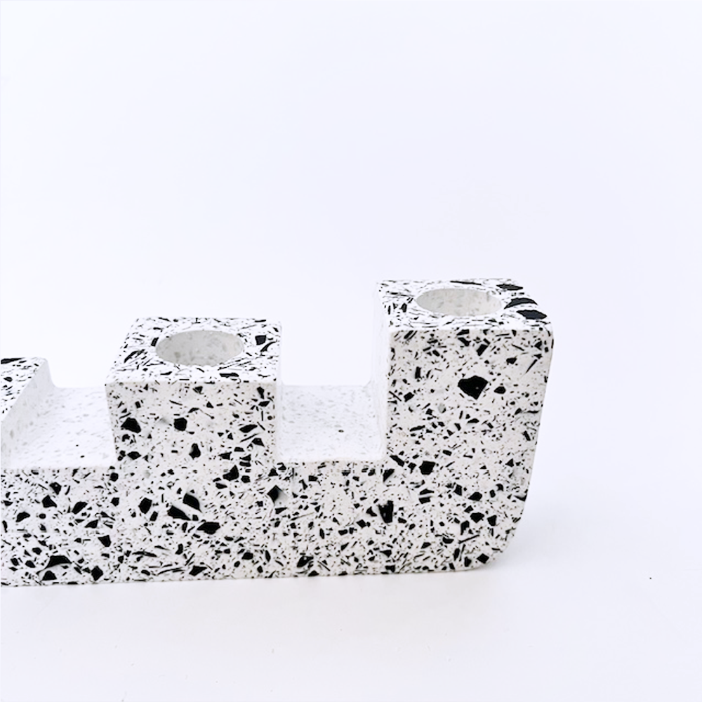 SAMPLE SALE Terrazzo Triple Candle Holder White