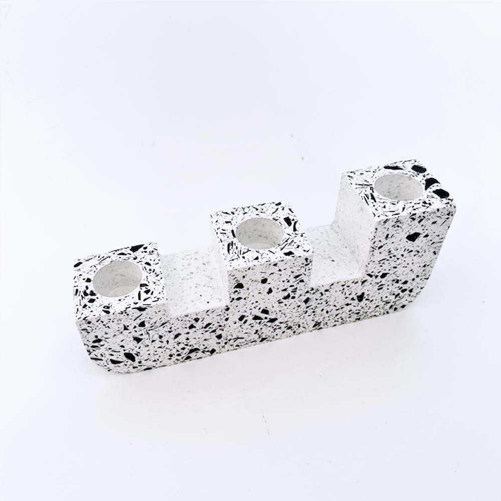 SAMPLE SALE Terrazzo Triple Candle Holder White