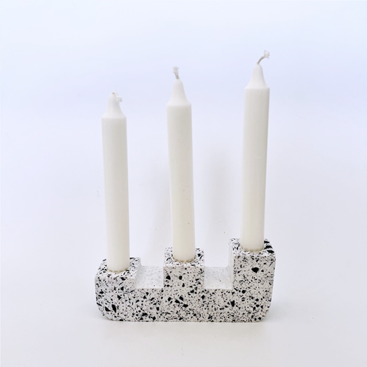 SAMPLE SALE Terrazzo Triple Candle Holder White