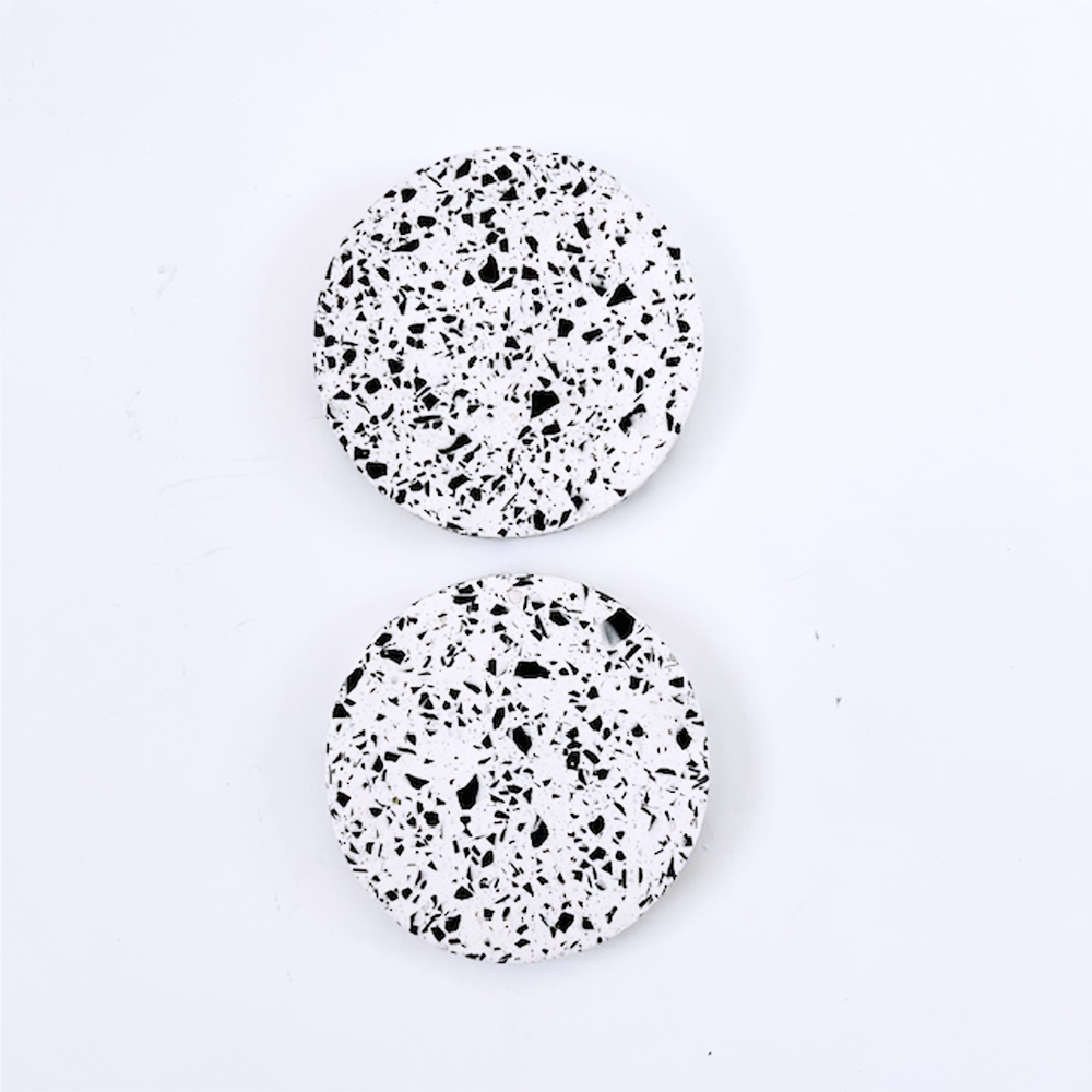 SAMPLE SALE White & Black Terrazzo Coasters / Set Of 2