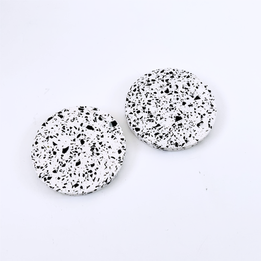 SAMPLE SALE White & Black Terrazzo Coasters / Set Of 2