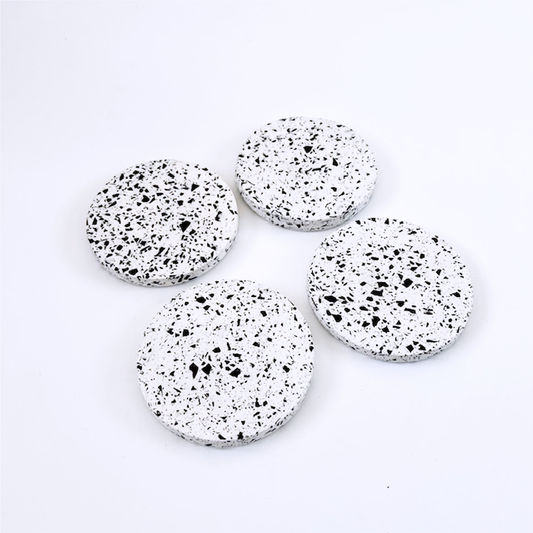 SAMPLE SALE White & Black Terrazzo Coasters / Set Of 4