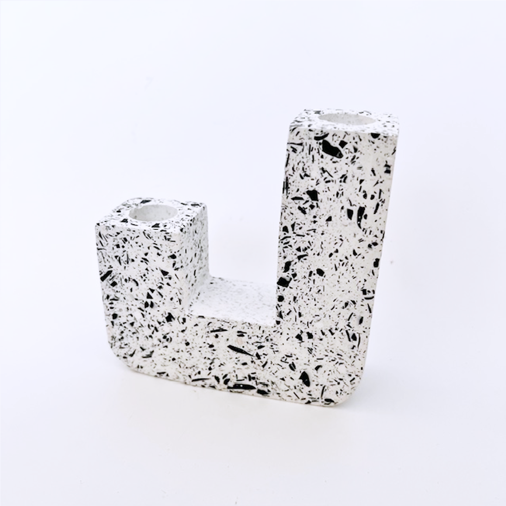 SAMPLE SALE Terrazzo Double Candle Holder White