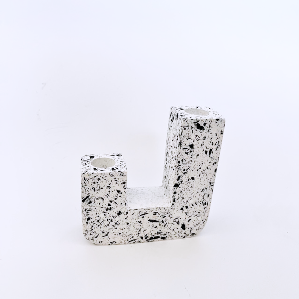 SAMPLE SALE Terrazzo Double Candle Holder White