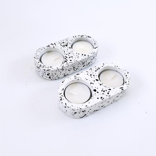 SAMPLE SALE Terrazzo Double Tea Light Candle Holder White