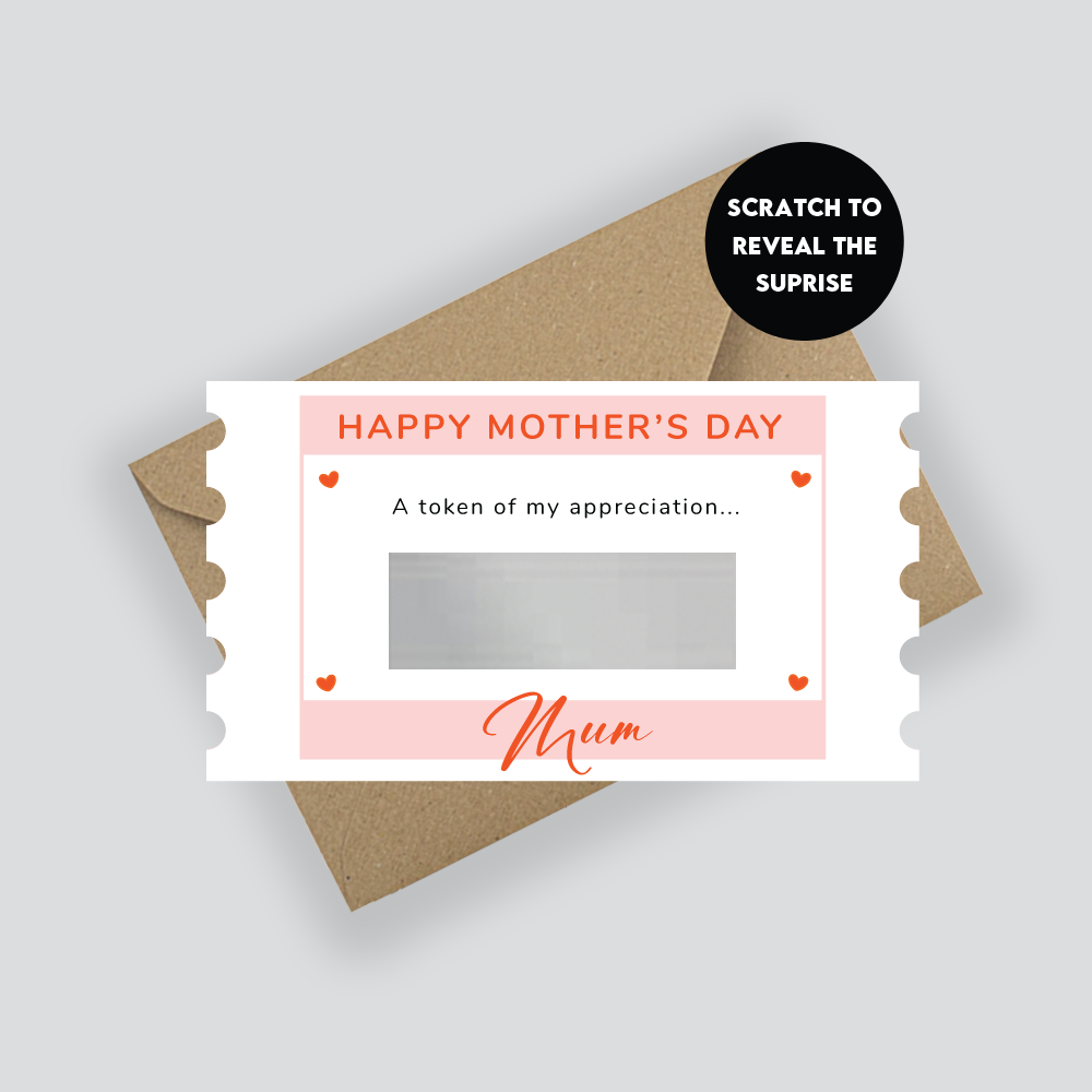 Personalised Mother's Day Scratch Card Surprise Gift - White & Pink - Fruit Salad Studio