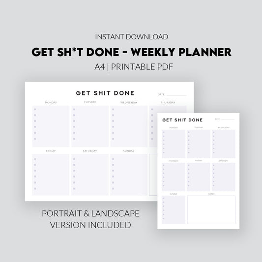 Get Shit Done Weekly Planner - Digital Download - Fruit Salad Studio